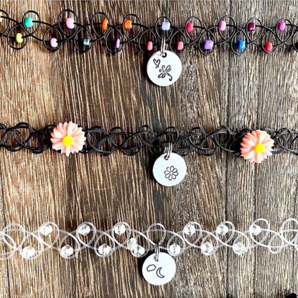 Stretch choker necklace - Choker Necklace- Choker - Hand stamped Necklace